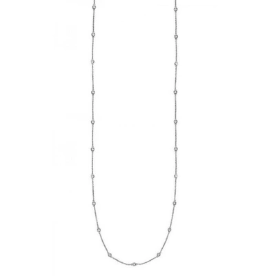Suzy Levian 14k White Gold 3/5ct Tdw Bezel Diamond Station Necklace (36 Inch) In White