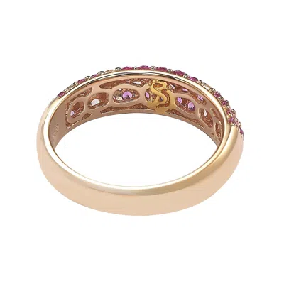 Suzy Levian Silver 0.02 Ct. Tw. Diamond & Sapphire Half-eternity Ring In Pink