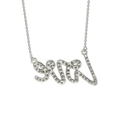 Suzy Levian 14k White Gold .30 Cttw Diamond Love Necklace In White