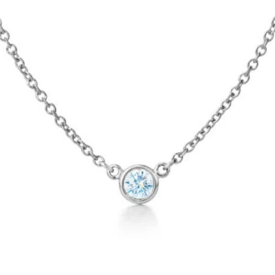 Suzy Levian 14k Yellow Gold 0.15 Ct Tdw Bezel Diamond Solitaire Necklace In White