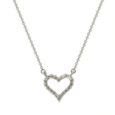 Shop Suzy Levian 14k White Gold 0.25 Ctw Diamond Heart Necklace