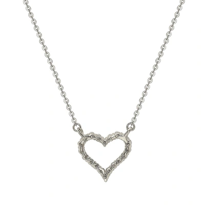 Suzy Levian 14k White Gold 0.25 Ctw Diamond Heart Necklace In White