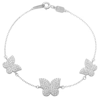 Suzy Levian Sterling Silver Cubic Zirconia Butterfly Bracelet In White