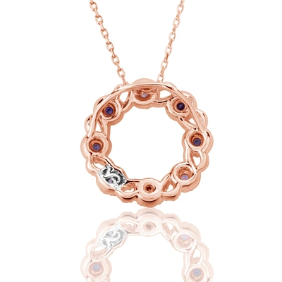 Suzy Levian Rose Sterling Silver Sapphire & Diamond Accent Crossing Circle Necklace In Blue
