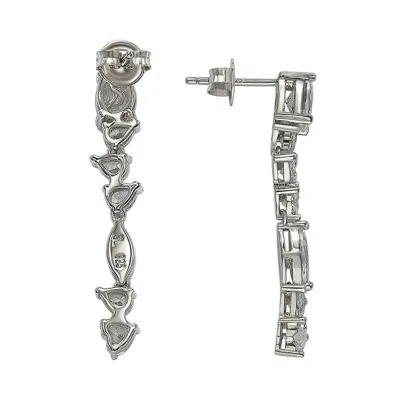 Suzy Levian Sterling Silver White Cubic Zirconia Cluster Dangle Earrings