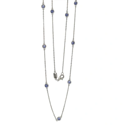 Shop Suzy Levian Sapphire 1.80cttw Sterling Silver Station Necklace In Blue