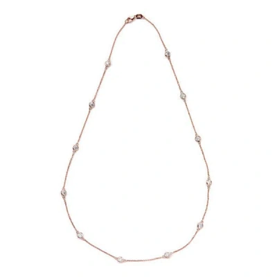 Suzy Levian 14k Rose Gold 1 4/5ct Tdw Bezel Diamond Station Necklace In Pink