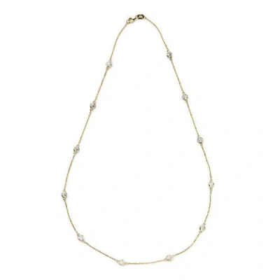 Suzy Levian 14k Rose Gold 1 4/5ct Tdw Bezel Diamond Station Necklace In Yellow