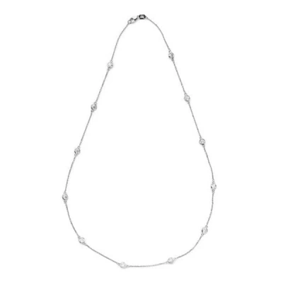 Suzy Levian 14k Rose Gold 1 4/5ct Tdw Bezel Diamond Station Necklace In White