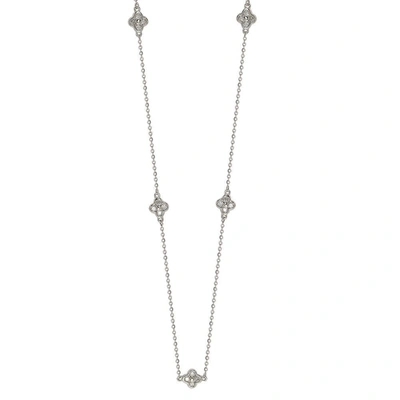 Suzy Levian 14k White Gold .40ttw Diamond Clover By The Yard Necklace