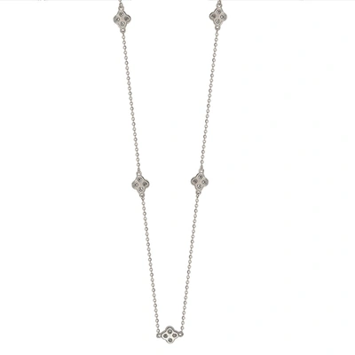 Suzy Levian 14k White Gold .40ttw Diamond Clover By The Yard Necklace