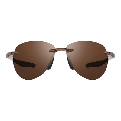 Revo Men's Descend A Crystal Brown Polarized Aviator Sunglasses In Brown