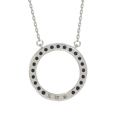 Suzy Levian Sterling Silver Blue Cubic Zirconia Circle Pendant