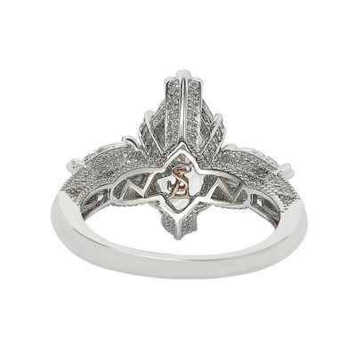 Suzy Levian Sterling Silver Marquise Cubic Zirconia Engagement Ring In White