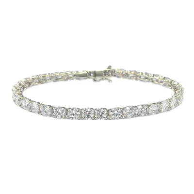 Suzy Levian 15cttw Cubic Zirconia Sterling Silver 7 Inch Crossing Tennis Bracelet In White