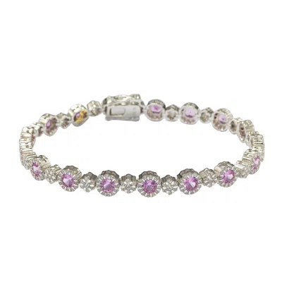 Suzy Levian Sterling Silver Pink Sapphire And Diamond Accent Bracelet