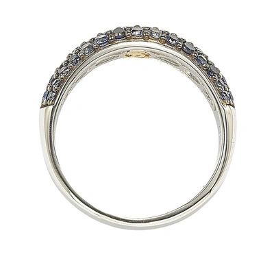 Suzy Levian Sterling Silver Sapphire & Diamond Accent Pave Band Ring In Blue