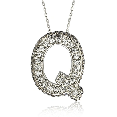 Suzy Levian Sterling Silver Sapphire & Diamond Accent Letter Pendant In Blue