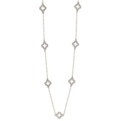 Suzy Levian 14k White Gold Diamond Clover Necklace In White