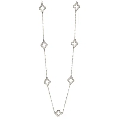 Suzy Levian 14k White Gold Diamond Clover Necklace In White
