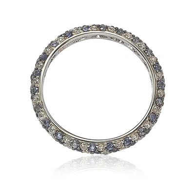 Suzy Levian Sterling Silver Sapphire & Diamond Accent Pave Eternity Band In Blue