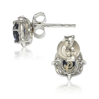 Suzy Levian Sterling Silver Pink Sapphire 0.66cttw Halo Stud Earrings In Blue