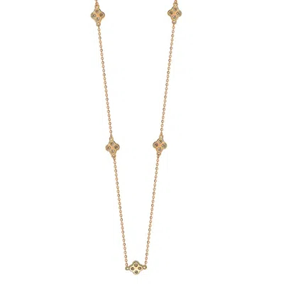 Suzy Levian 14k Rose Gold .40ttw Diamond Clover By The Yard Necklace In Pink