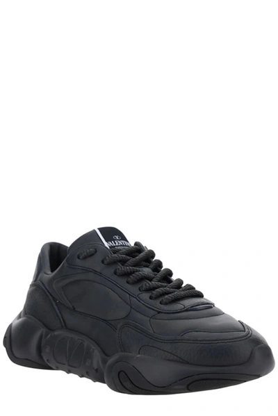 Shop Valentino Calf Leather Garavani Men's Sneakers In Black
