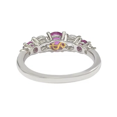 Suzy Levian Sterling Silver Pink Sapphire & Diamond Accent 1.75cttw 7-stone Ring In Pink