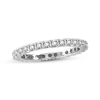Shop Suzy Levian 14k White Gold Emerald Diamond 2-piece Set Eternity Band Ring In Green