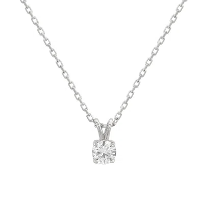 Suzy Levian 14k 0.26 Ct. Tw. Diamond Solitaire Split Bail Pendant Necklace In White