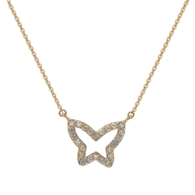 Suzy Levian 14k Rose Gold 0.30 Ct. Tw. Diamond Butterfly Necklace In Pink