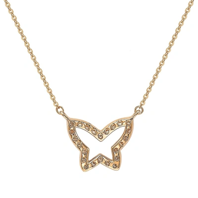 Shop Suzy Levian 14k Rose Gold 0.30cttw Diamond Butterfly Necklace In Pink