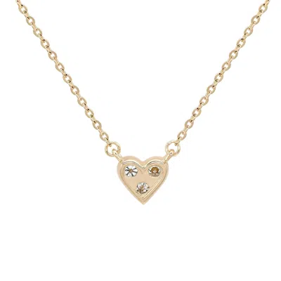 Suzy Levian 14k Yellow Gold .18 Cttw Diamond Heart Necklace In Yellow