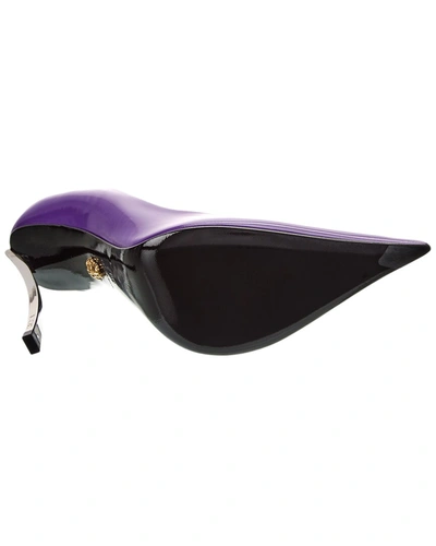Shop Versace Pin Point Leather Pump In Purple