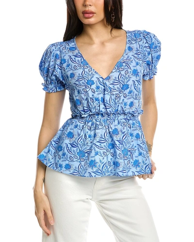 Shop Celina Moon Peplum Top In Blue