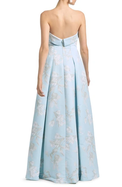 Shop Sachin & Babi Brielle Floral Strapless Gown In Sky Venetia Petals