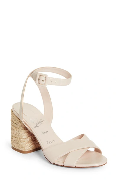 Shop Christian Louboutin Mariza Block Heel Sandal In Leche/ Natural