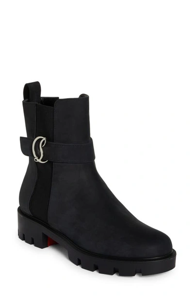 Shop Christian Louboutin Cl Logo Lug Sole Chelsea Boot In Black