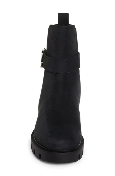 Christian Louboutin Suede Buckle Red Sole Chelsea Booties In Black