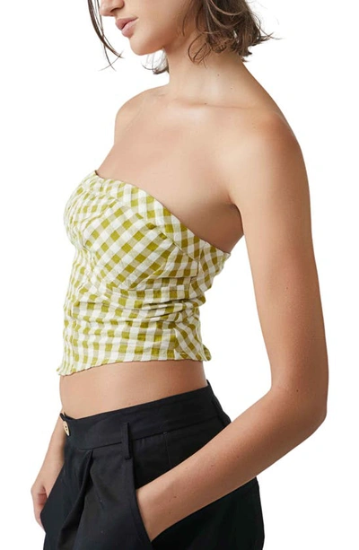 Shop Free People Leilani Gingham Cotton Tube Top In Green Gingham