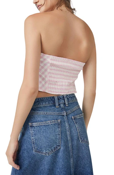 Shop Free People Leilani Gingham Cotton Tube Top In Pink Gingham