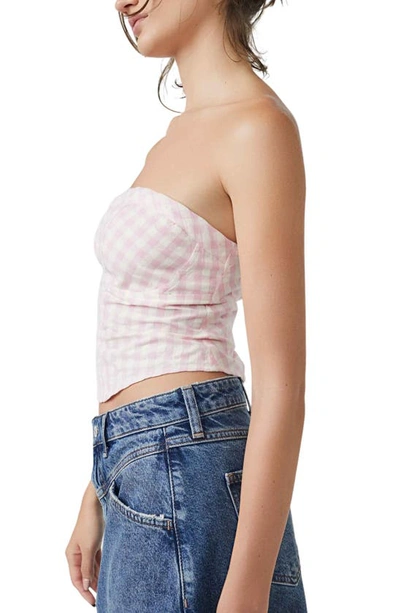 Shop Free People Leilani Gingham Cotton Tube Top In Pink Gingham