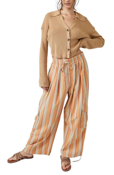Shop Free People Palash Yarn-dyed Baggy Cargo Pants In Creamsicle Combo