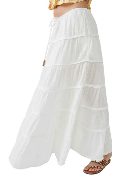 Shop Free People Free-est Simply Smitten Tiered Cotton Maxi Skirt In Optic White