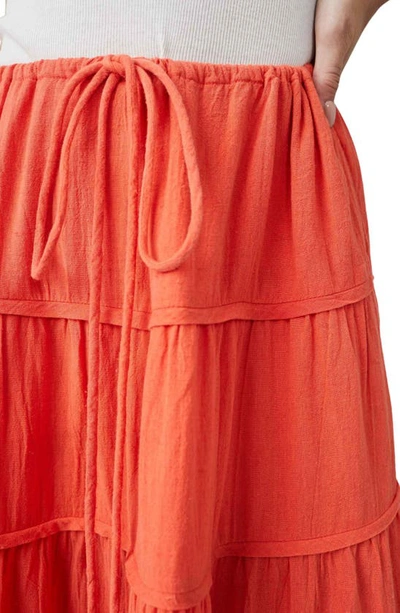 Shop Free People Free-est Simply Smitten Tiered Cotton Maxi Skirt In Zesty