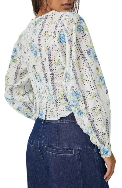 Shop Free People Blossom Eyelet Top In Bright White Combo