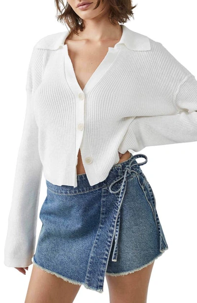 Shop Free People Ella Button-up Sweater In Ivory