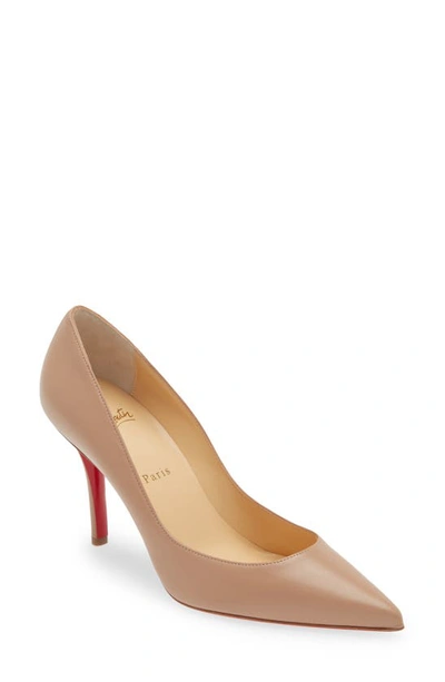 Shop Christian Louboutin Apostrophy Pointy Toe Pump In Beige