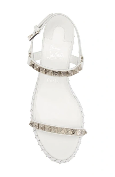 Shop Christian Louboutin Pyraclou Glitter Espadrille Wedge Sandal In White